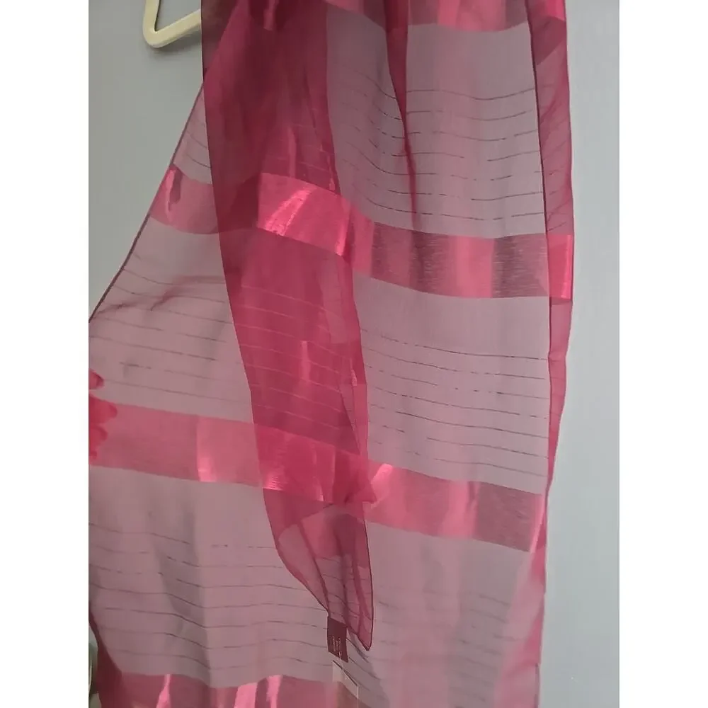 NWT Red Striped Metallic Lightweight‎ Sheer Shawl Wrap Scarf Womans One Size